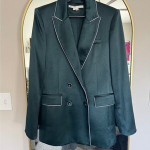 Mango Dark Green Blazer with White Trim